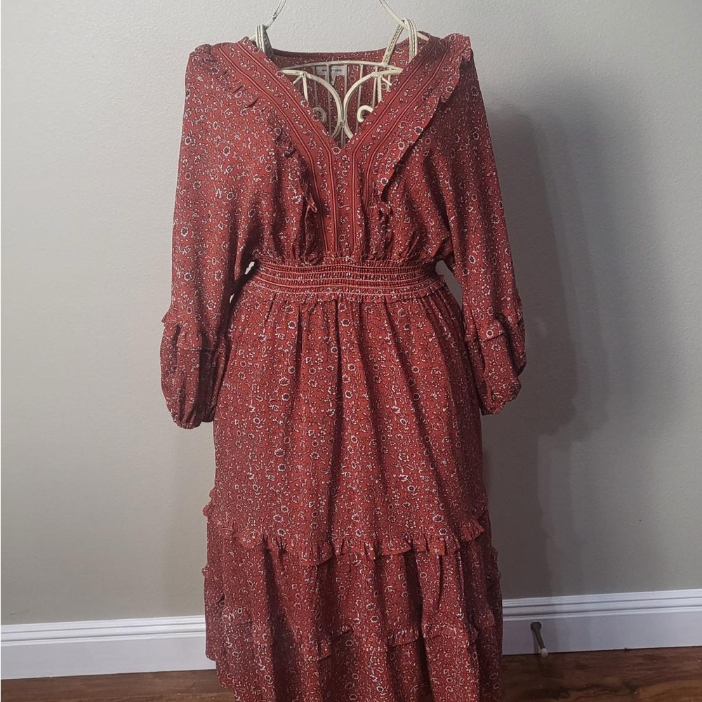 Max Studio Red Tiered Ruffled Sundress